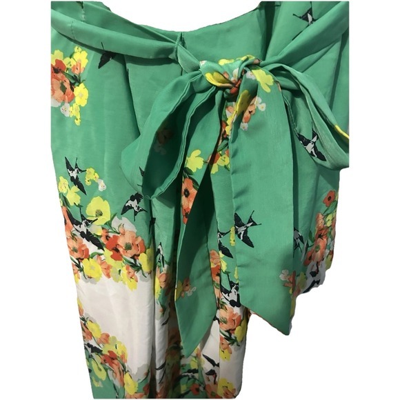 DressBarn Women 16 Floral Sleeveless V-Neck Green Dress Formal Special Occasions - Picture 2 of 6